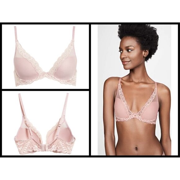 💕NATORI💕 Feathers Underwire Contour Bra ~ 32D Pink NWT